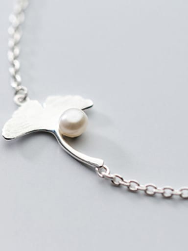 All-match Adjustable Leaf Shaped Pearl S925 Silver Bracelet