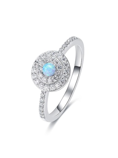 Fashion Shiny Cubic Zirconias Opal stone 925 Silver Ring