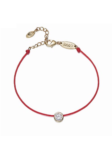 Simple Cubic Zircon Red Rope Copper Bracelet