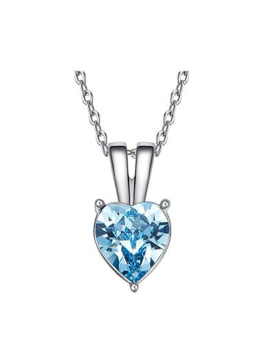 Simple Heart shaped Blue Swarovski Crystal Necklace