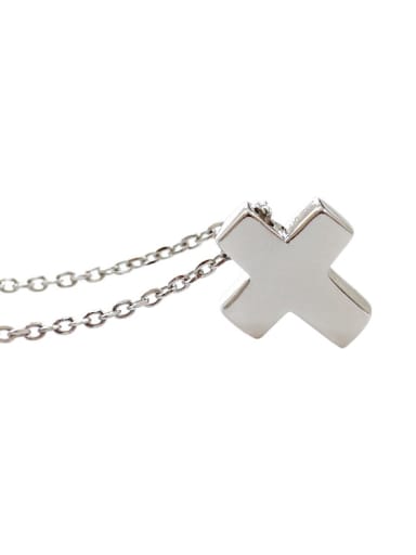 Simple Little Cross Silver Smooth Necklace