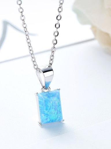 Simple Rectangular Opal stone 925 Silver Pendant