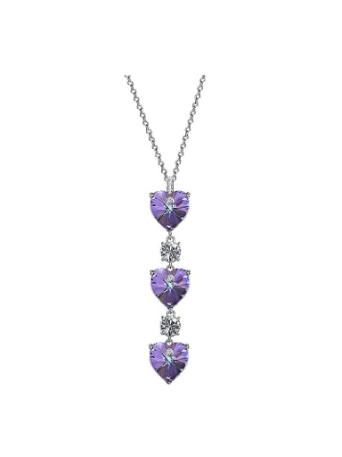 Heart-shaped Purple Crystal Necklace