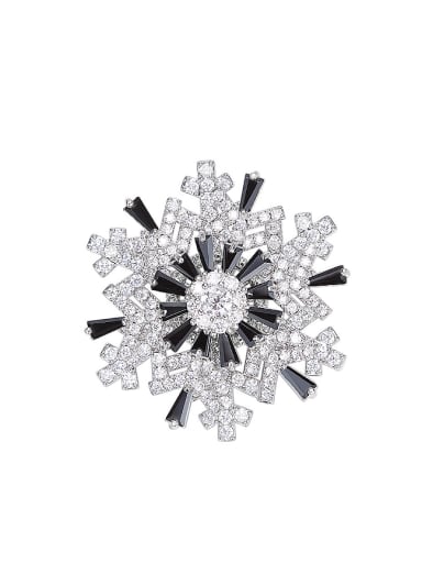 Fashion Snowflake Cubic Zircon Copper Brooch