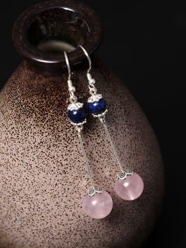 Natural Pink Stones Hook Earrings