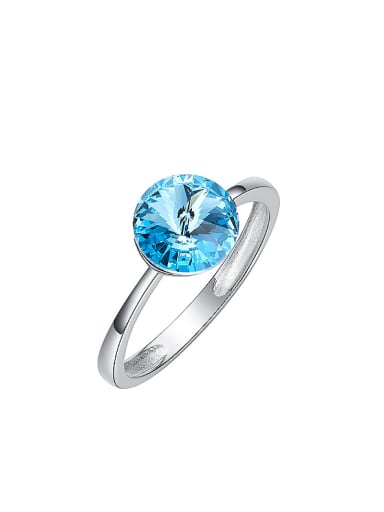 Fashion Round Swarovski Crystal Silver Ring