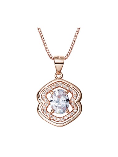 Fashion Swarovski Crystal Rose Gold Plated Necklace