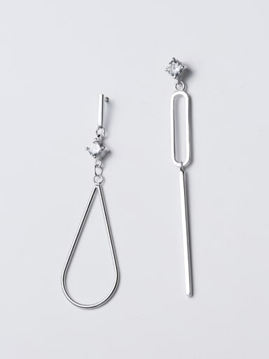 Personality Geometric Shaped S925 Silver Asymmetric Drop Earrings