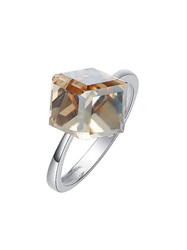 Simple Cubic Swarovski Crystal Silver Ring