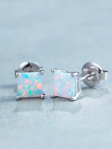 Square Opal Stone stud Earring