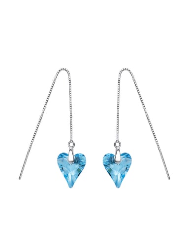 Simple Heart shaped Clear Swarovski Crystal Line Earrings