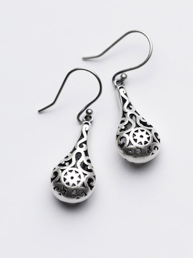 Ethnic Style Water Drop Shaped S999 Silver Drop Earrings