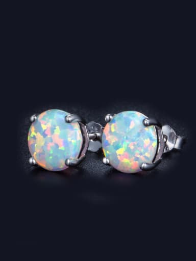 Small Round Shaped Opal Fashion Stud Earrings