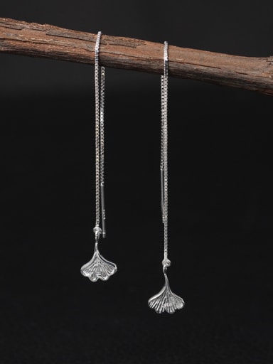 Lovely Ginkgo Leaves Long Line threader earring