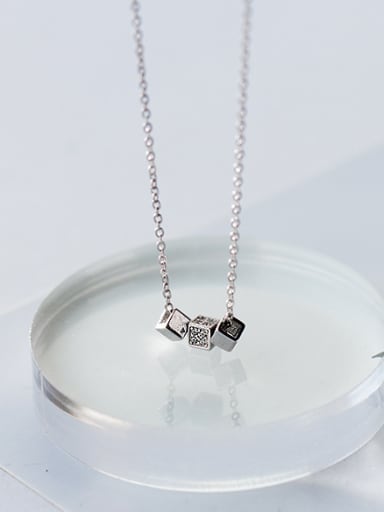 Temperament Square Shaped S925 Silver Necklace