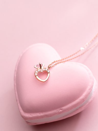 S925 Silver Necklace female fashion fashion Diamond Heart Necklace sweet temperament short chain D4317 female clavicle