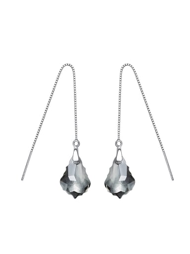 Simple Water Drop shaped Swarovski Crystal Line Earrings