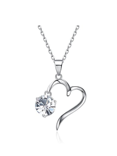 Simple Heart-shaped Pendant Swarovski Crystal 925 Silver Necklace