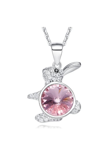 Fashion Cute Rabbit Swarovski Crystal Pendant 925 Silver Necklace