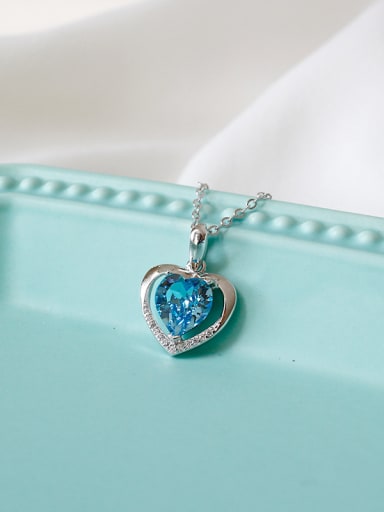 Fashion Heart shaped Zircon Silver Necklace