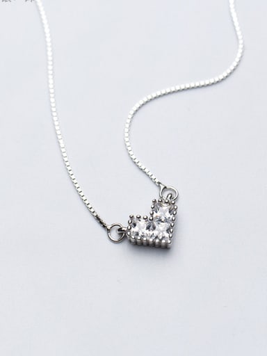 Temperament Heart Shaped S925 Silver Rhinestones Necklace