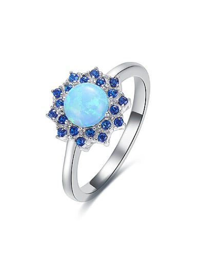 Fashion Opal stone Cubic Zirconias Flowery 925 Silver Ring