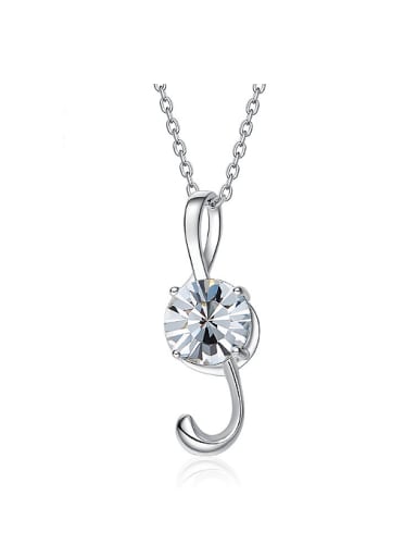 Simple Music Note Cubic Swarovski Crystal Pendant 925 Silver Necklace