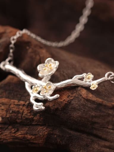 Creative Flower Plum Silver Necklace