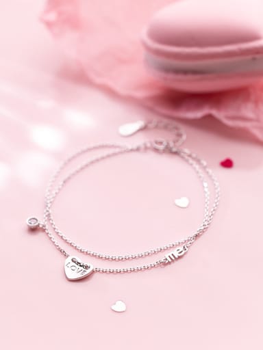 Sterling Silver sweet heart LOVE ME Bracelet