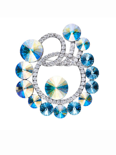 Blue Swarovski Crystals Brooch