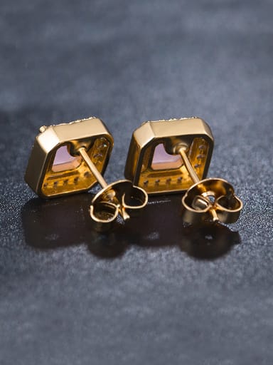 Pink Square Zircon Cluster earring