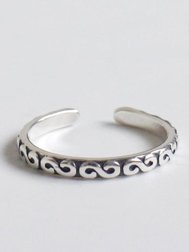 925 Sterling Silver With Antique Silver Plated Vintage Lines Rings