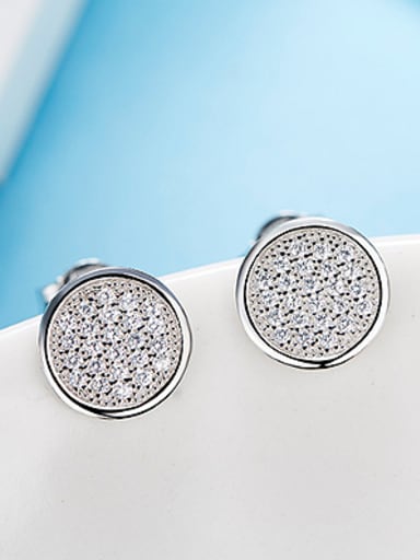 Simple Zircon Round Stud Earring