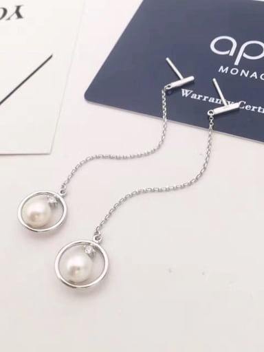 Freshwater Pearl Round Drop threader earring