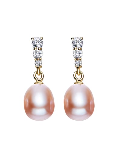 Fashion Freshwater Pearl Zircon Stud Earrings