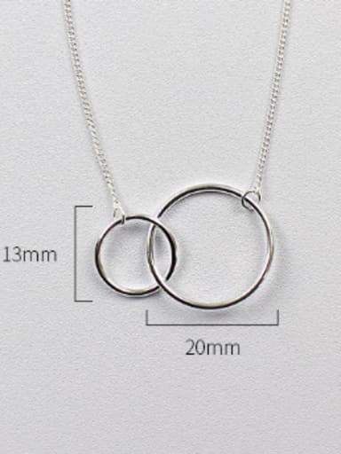 Sterling silver fashion personality simple glossy double circle necklace