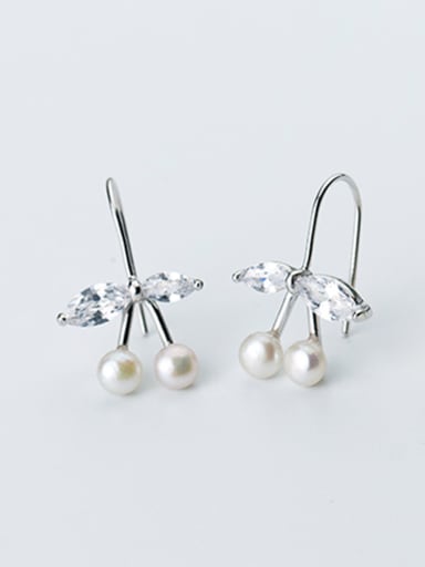 Fresh Leaf Shaped Gold Plated Artificial Pearl Drop Earrings