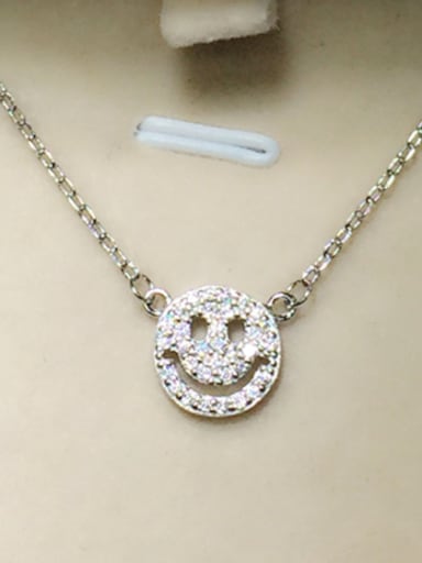 All-match Smiling Face Shaped Rhinestone S925 Silver Necklace