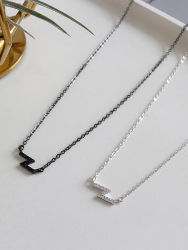 925 Sterling Silver With Platinum Plated Simplistic Geometric Necklaces