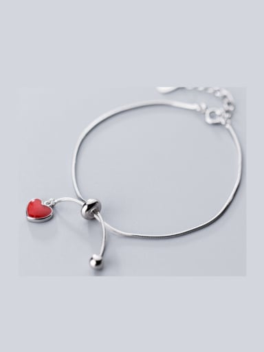 925 Sterling Silver With Platinum Plated Cute Heart Bracelets