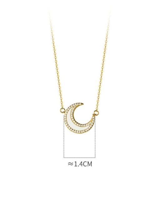 Chris 925 Sterling Silver With 18k Gold Plated Delicate Moon Engagement Necklaces