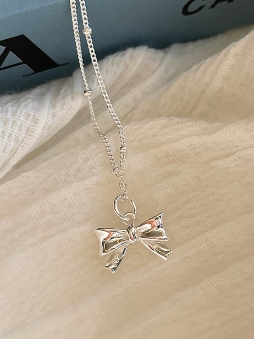 Chris 925 Sterling Silver With Bow tie Necklaces