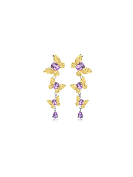 Tina 925 Sterling Silver With 18k Gold Plated Delicate Butterfly Drop Earrings