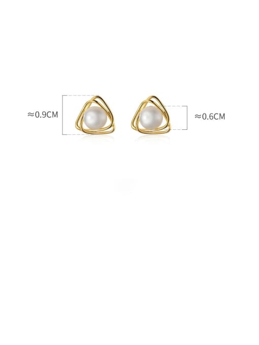 Chris 925 Sterling Silver With 18k Gold Plated Delicate Triangle Stud Earrings