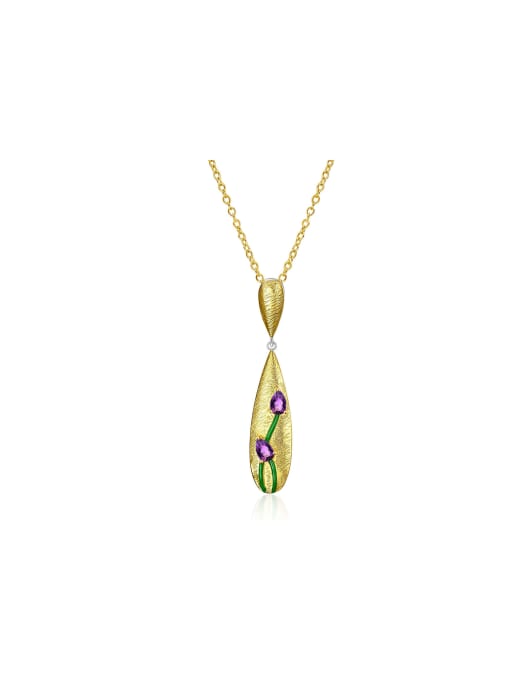 Tina 925 Sterling Silver With 18k Gold Plated Vintage Water Drop Necklaces