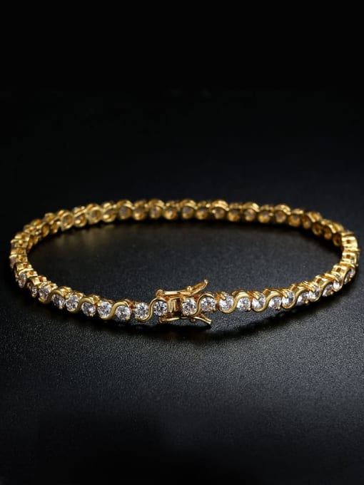 One Next AAA+Cubic Zircon 3.0mm,Round,White,Tennis bracelets ,18k-Gold plated