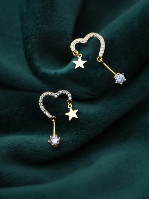 Chris 925 Sterling Silver With 18k Gold Plated Delicate Star Earrings