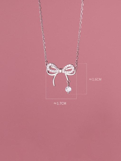 Chris 925 Sterling Silver With Delicate Bowknot Birthday Necklaces