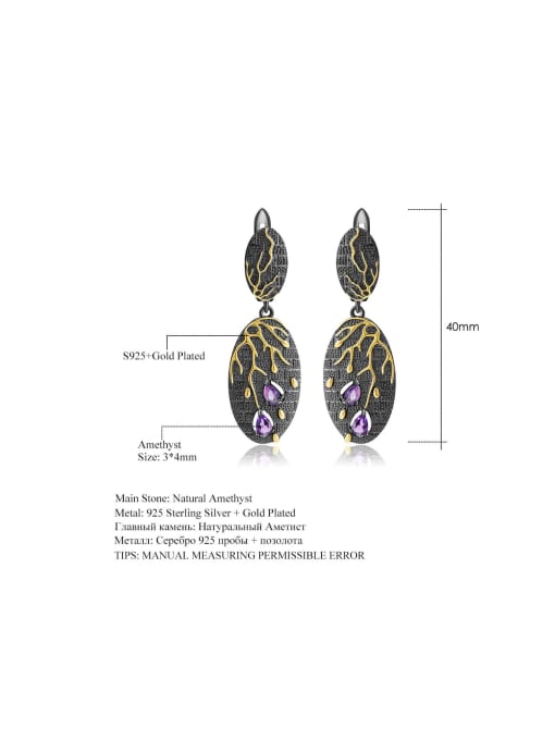 Tina 925 Sterling Silver With 18k Gold Plated Personalized Geometric Drop Earrings