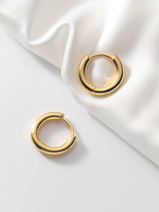 Chris 925 Sterling Silver With 18k Gold Plated Simplistic Round Earrings